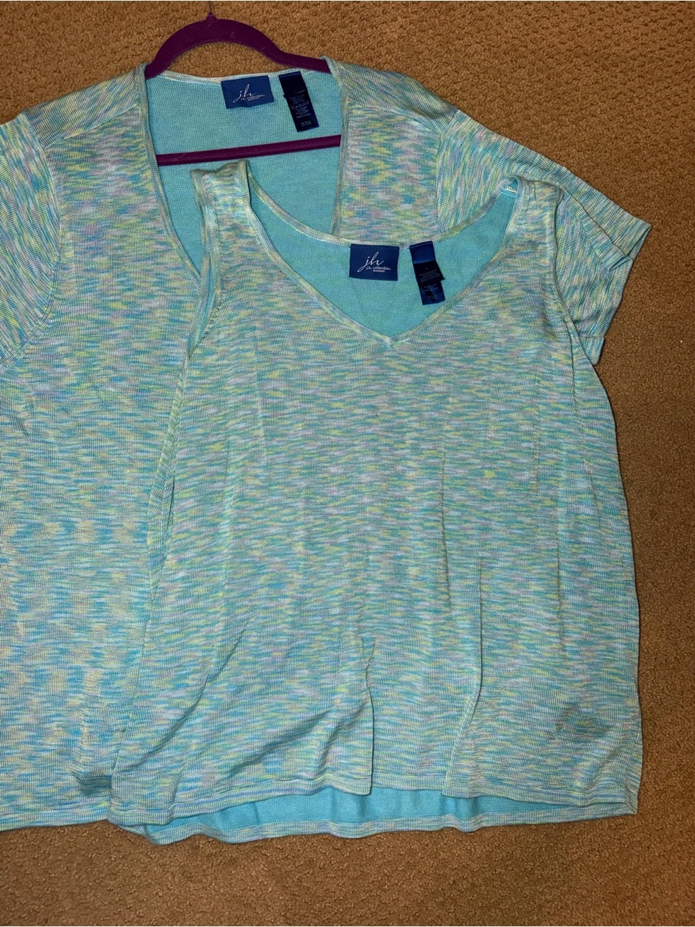 JH Collectibles Light Blue Multicolor V-Neck Sweater & Tank Set